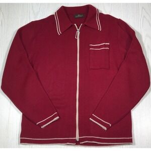 Vintage 70s Acrylic Cardigan Sweater Men Medium Puritan Full Zip Pocket Grandpa